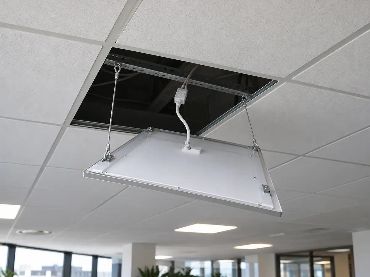Монтаж офисного LED-светильника в подвесной потолок