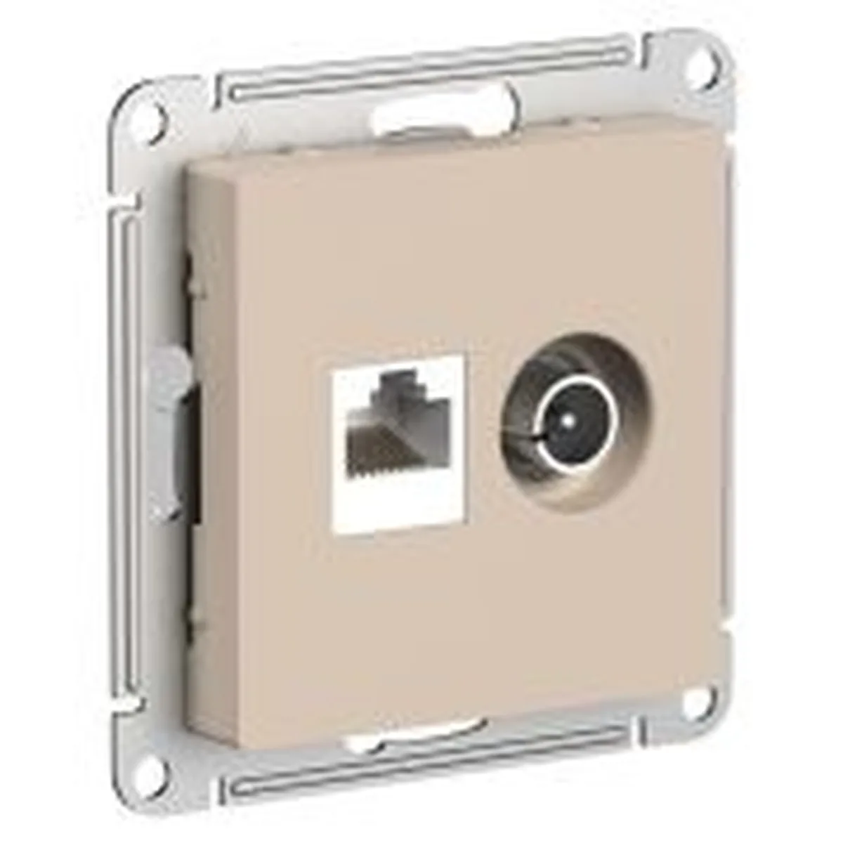 Розетка компьютерная + телевизионная 2-м СП AtlasDesign RJ45 кат.5E + TV механизм песочн. SE ATN001289